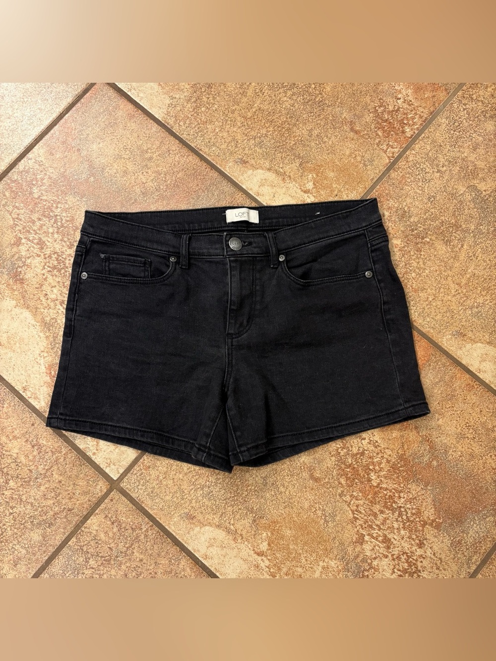 LOFT Washed Black Denim Short Shorts